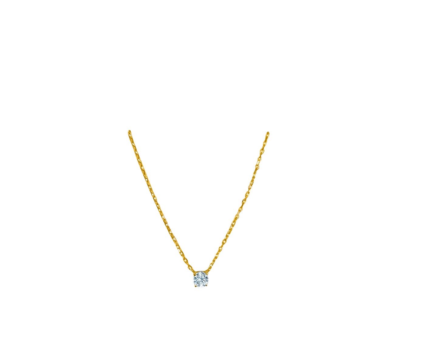 Teca311-Yg 4Mm C.Z Solitare Necklace 17"