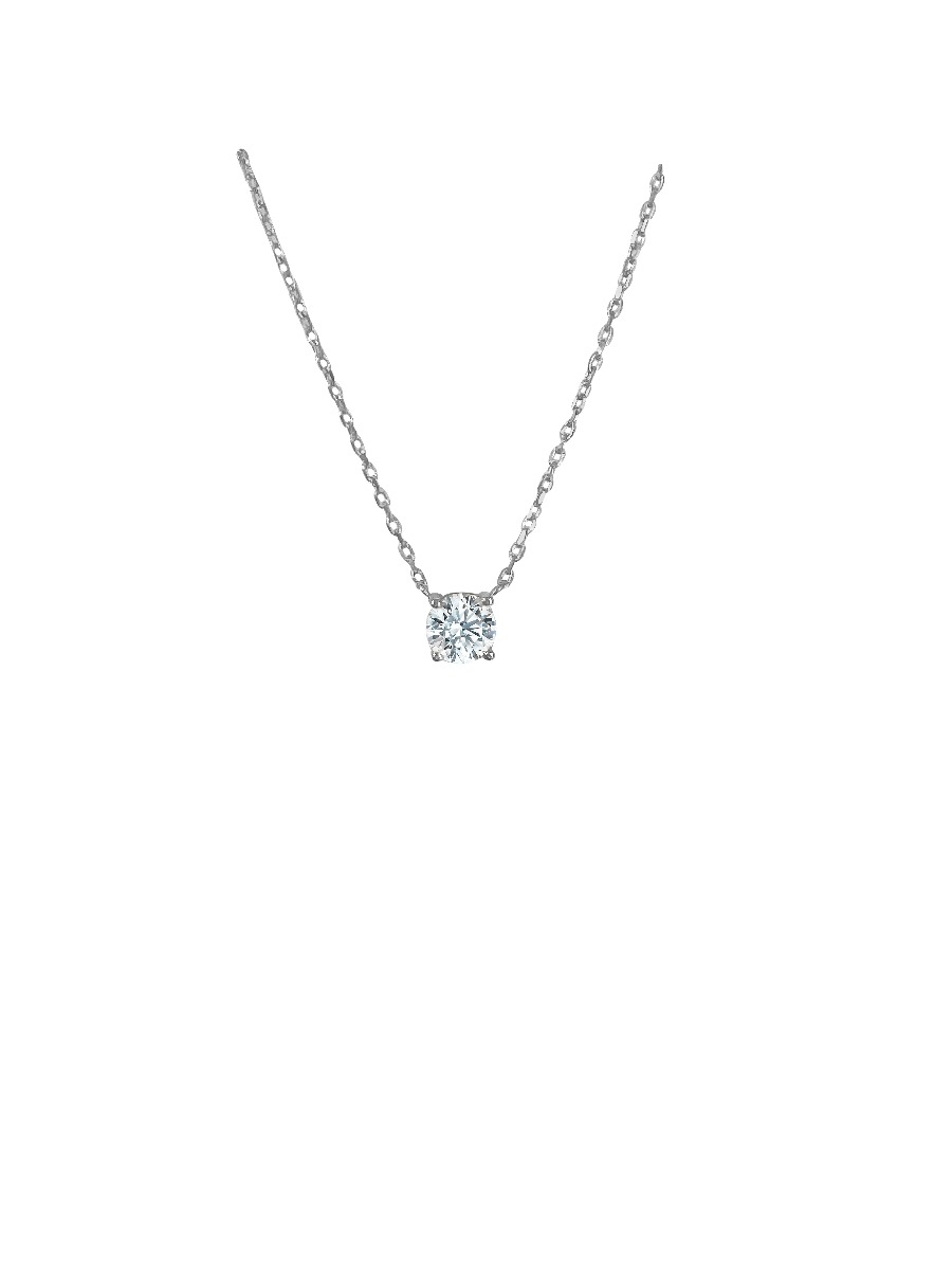Teca312-Wg 5Mm C.Z. Solitare Necklace 17"
