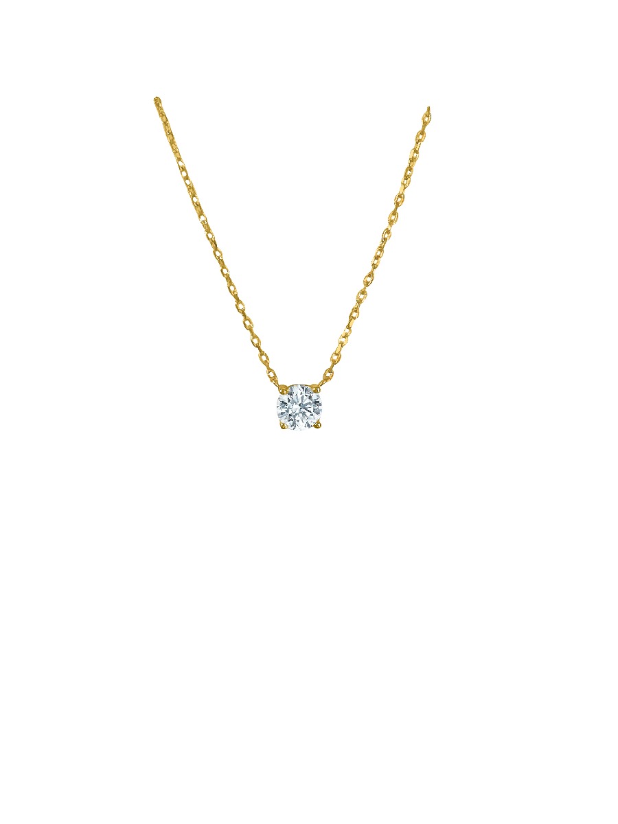 Teca312-Yg 5Mm C.Z. Solitare Necklace 17"