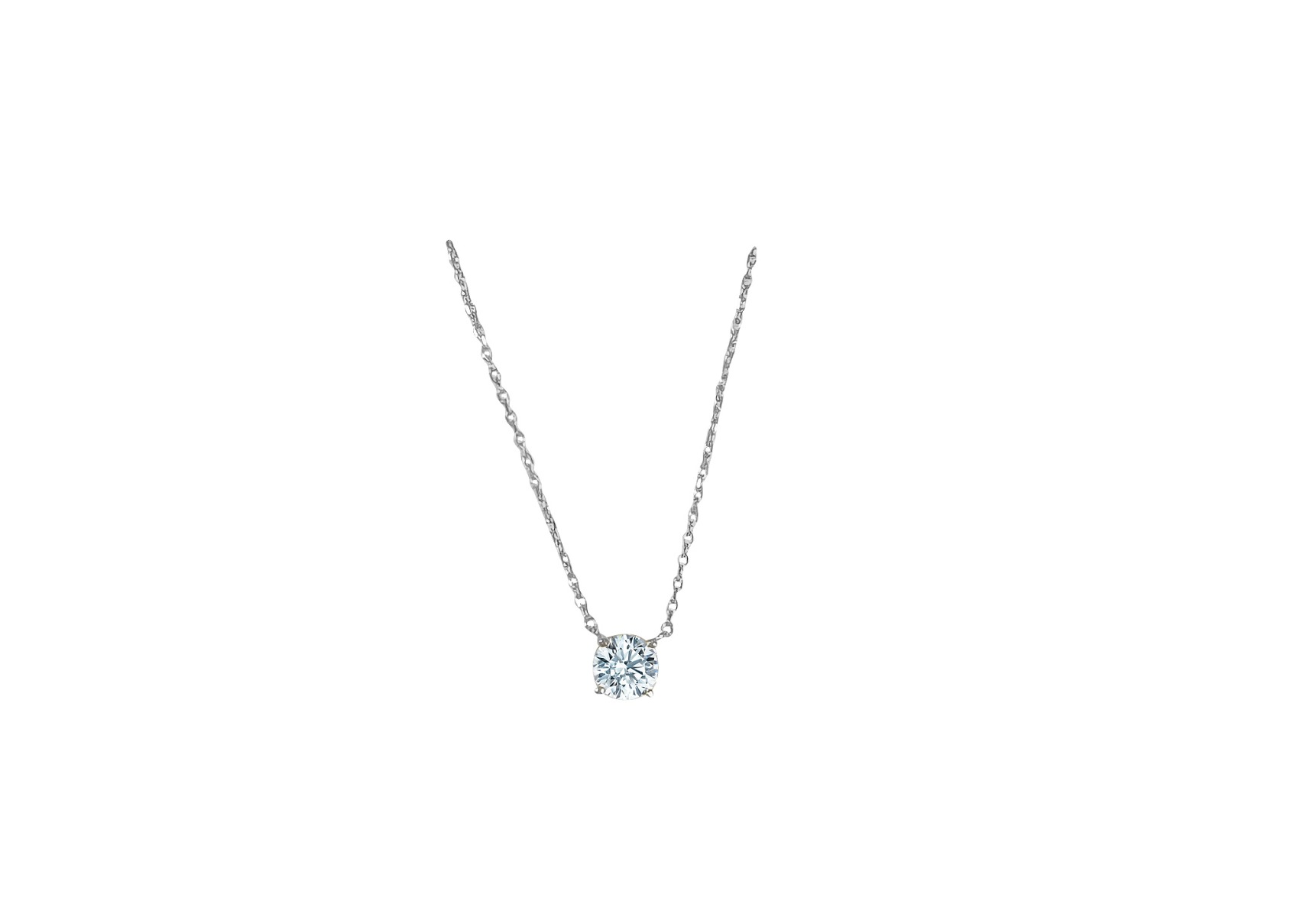 Teca314-Wg 7Mm C.Z. Solitare Necklace 17"