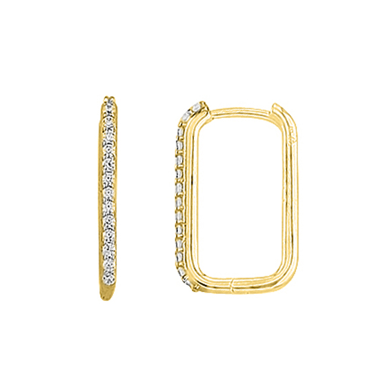 Teca316-Yg Paper Clip Earring With C.Z.