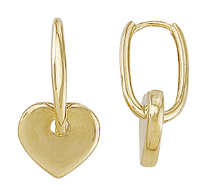 Teca321-Yg Oval Paper Clip Hoop With Heart Element