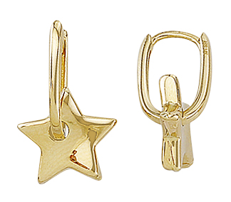 Teca322-Yg Oval Paper Clip Hoop With Star Element