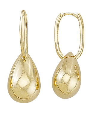 Teca323- Yg Oval Paper Clip Hoop With Tear Drop Element