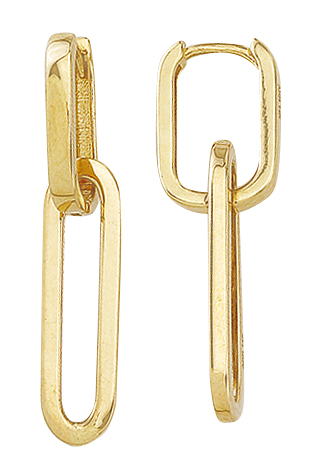 Teca324-Yg Double Paper Clip Drop Earring