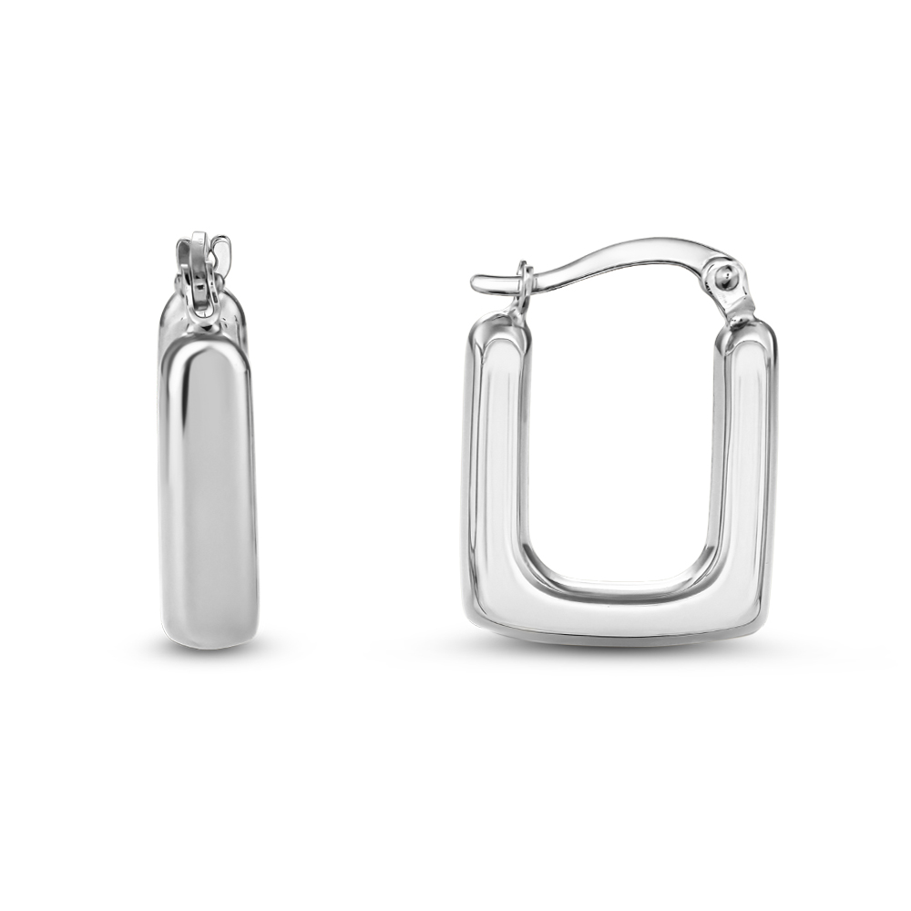 Teca328-Wg 10K White Gold Rectangular Shape Hoop
