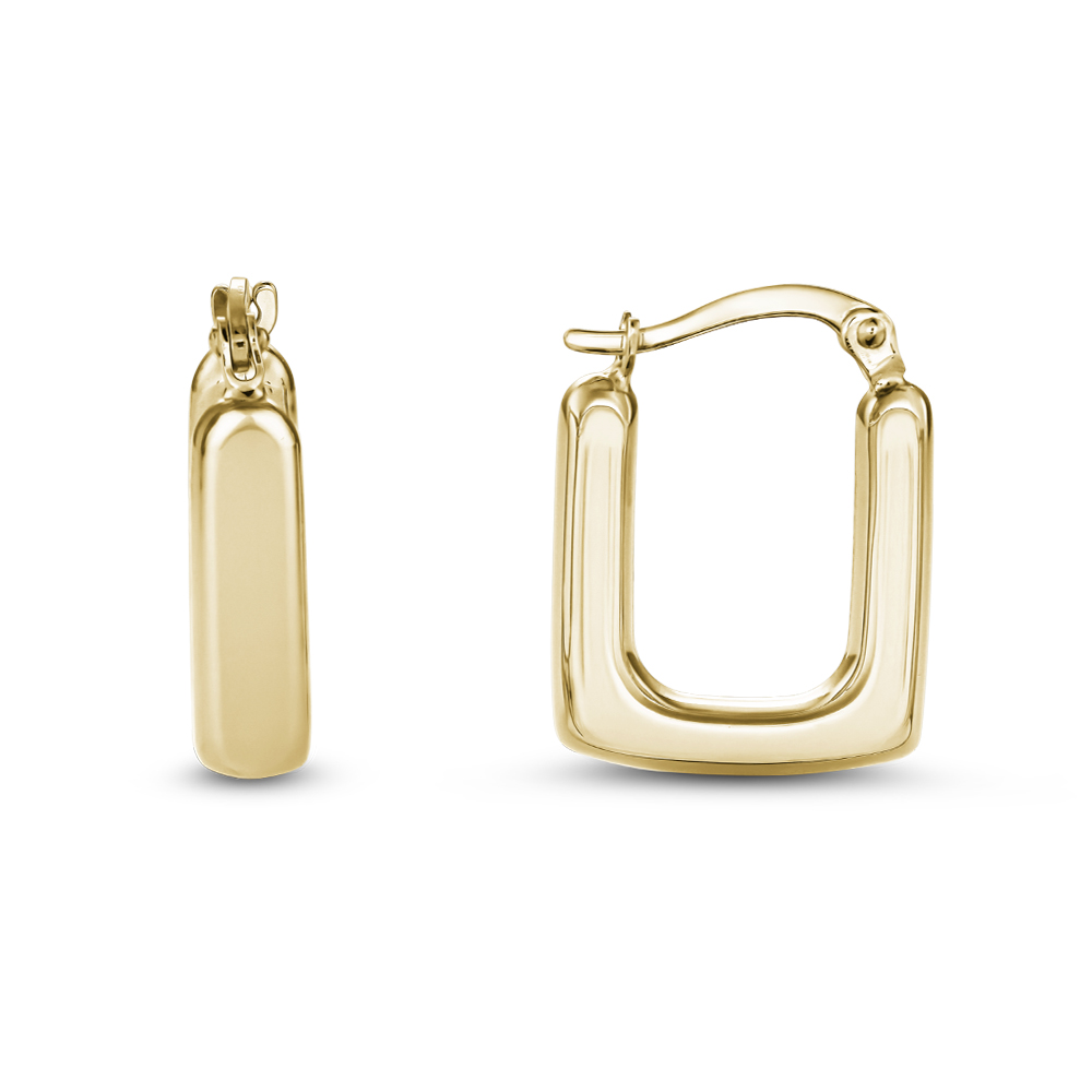 Teca328-Yg 10K Yellow Gold Rectangular Shape Hoop