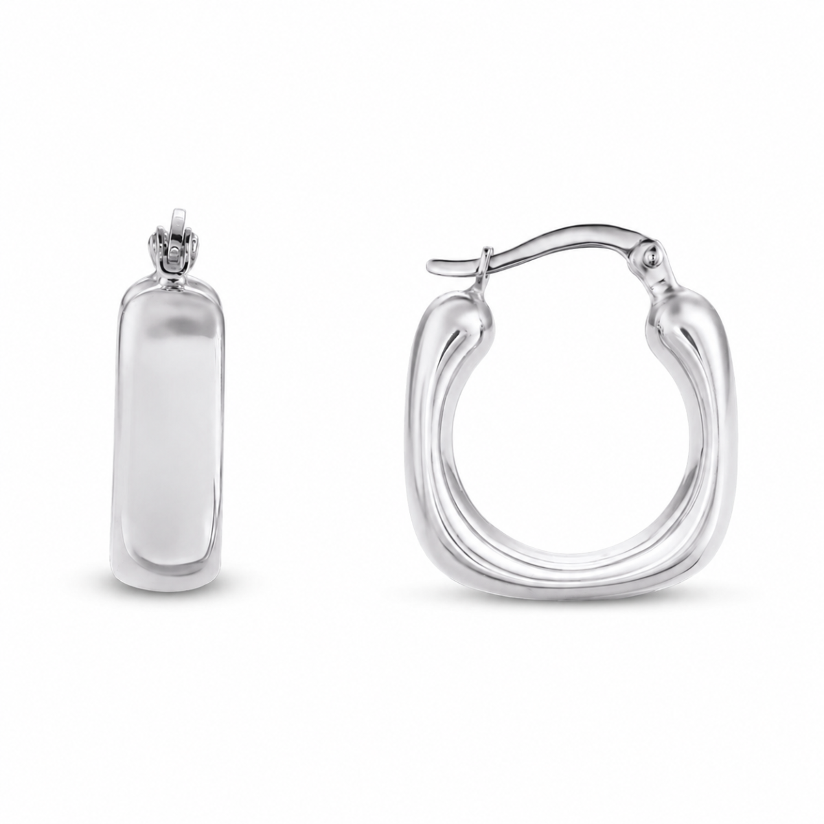 Teca329-Wg 10K White Gold Square Shape Hoop