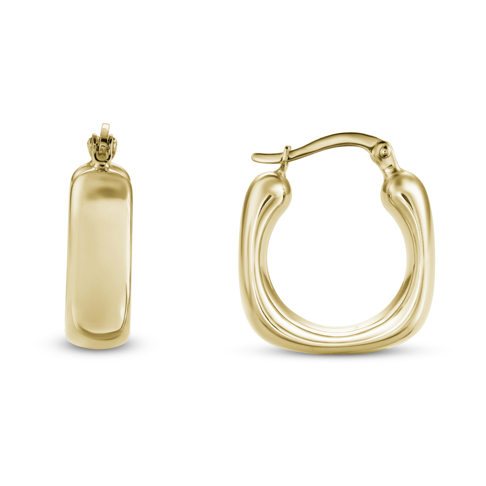 Teca329-Yg 10K Yellow Gold Square Shape Hoop