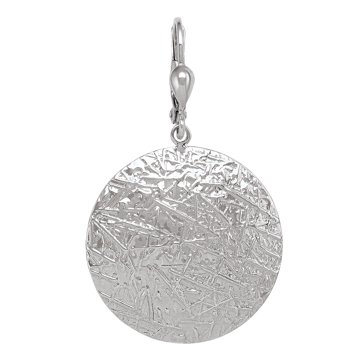 White Gold Textured Disc Earring