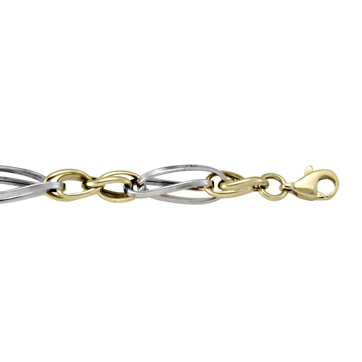 Two Tone Hollow Fancy Link - 10K - 10k - 7.25"