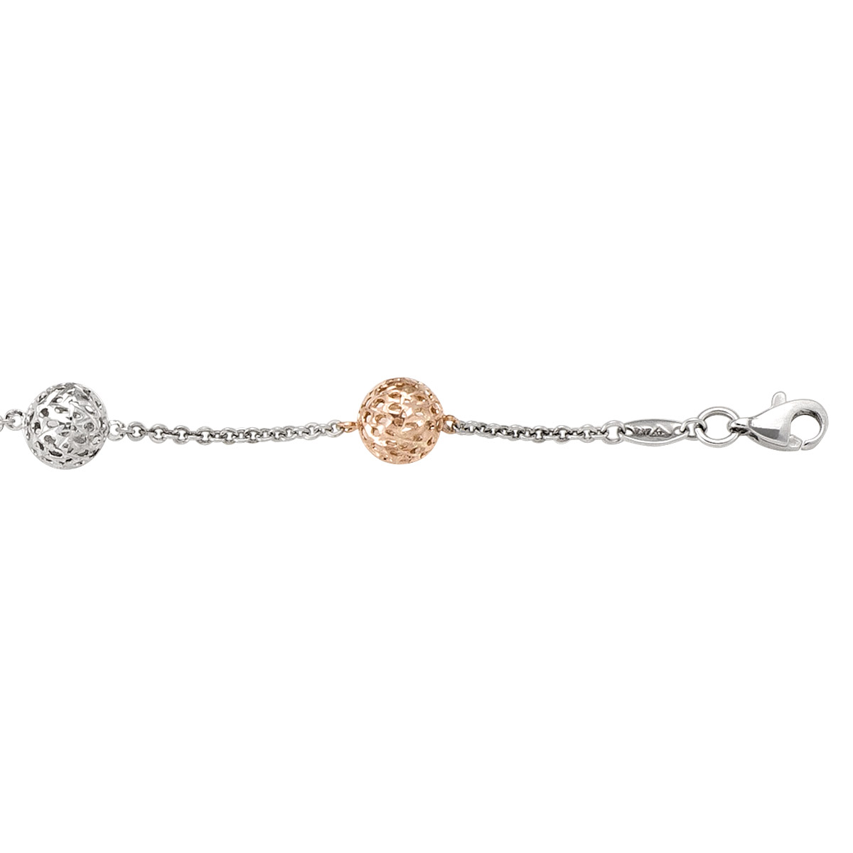 Pink And White Gold Fancy Ball Link - 10K - 10k - 17"