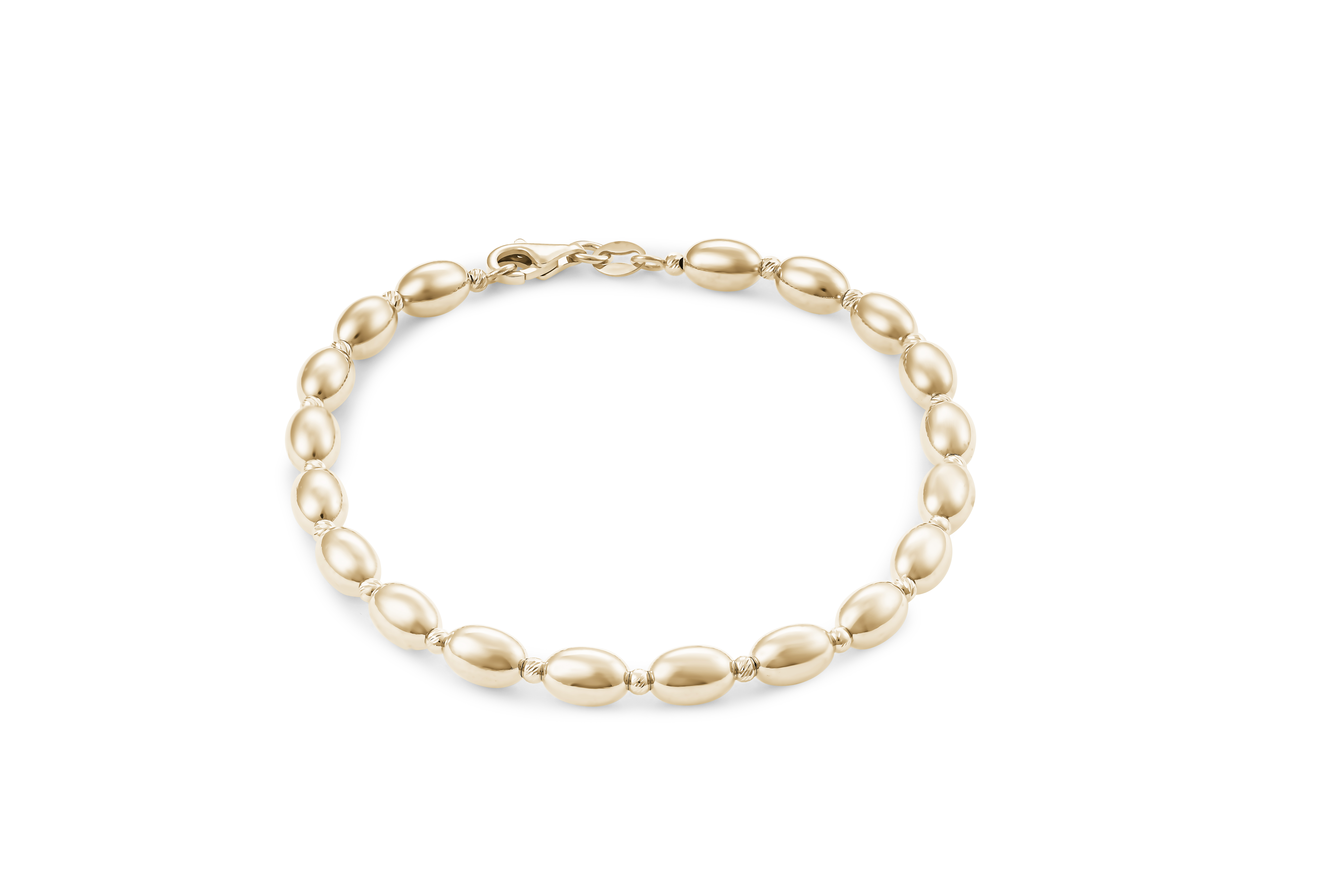 Tq04 5Mm Yellow Gold Oval Ball Bracelet