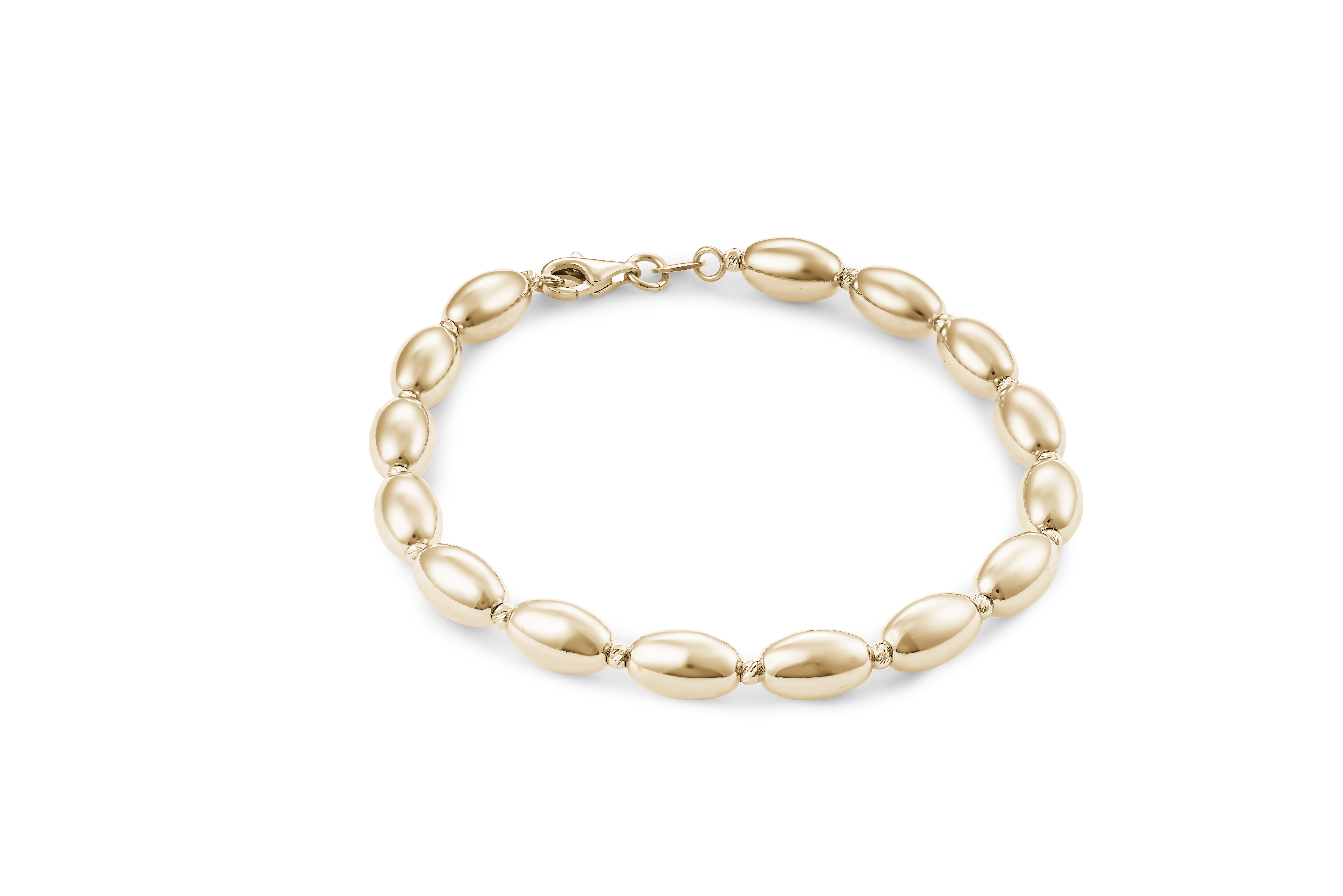 Tq05 Yellow Gold Oval Ball Bracelet