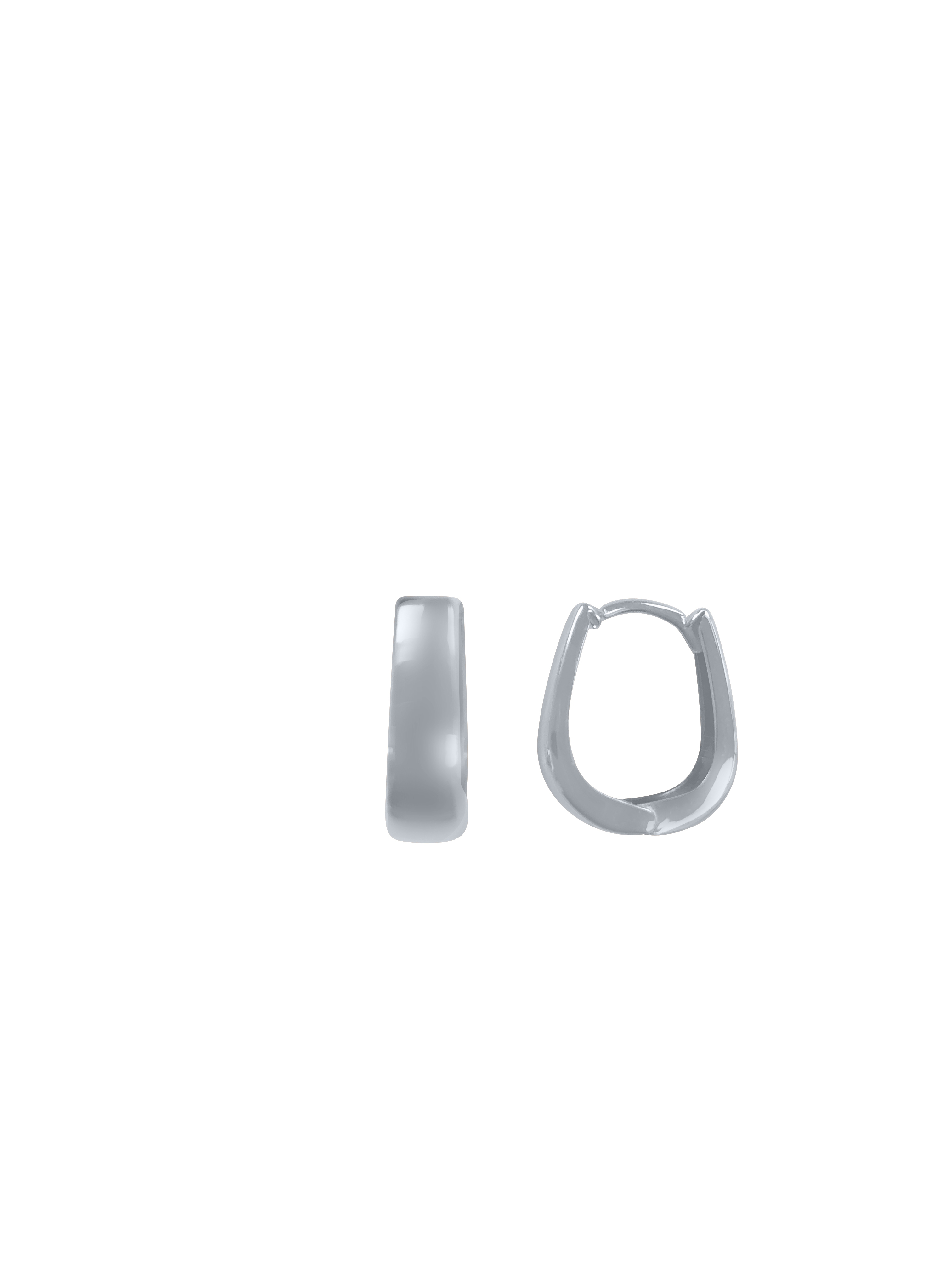 White Gold Oval Huggie Earring