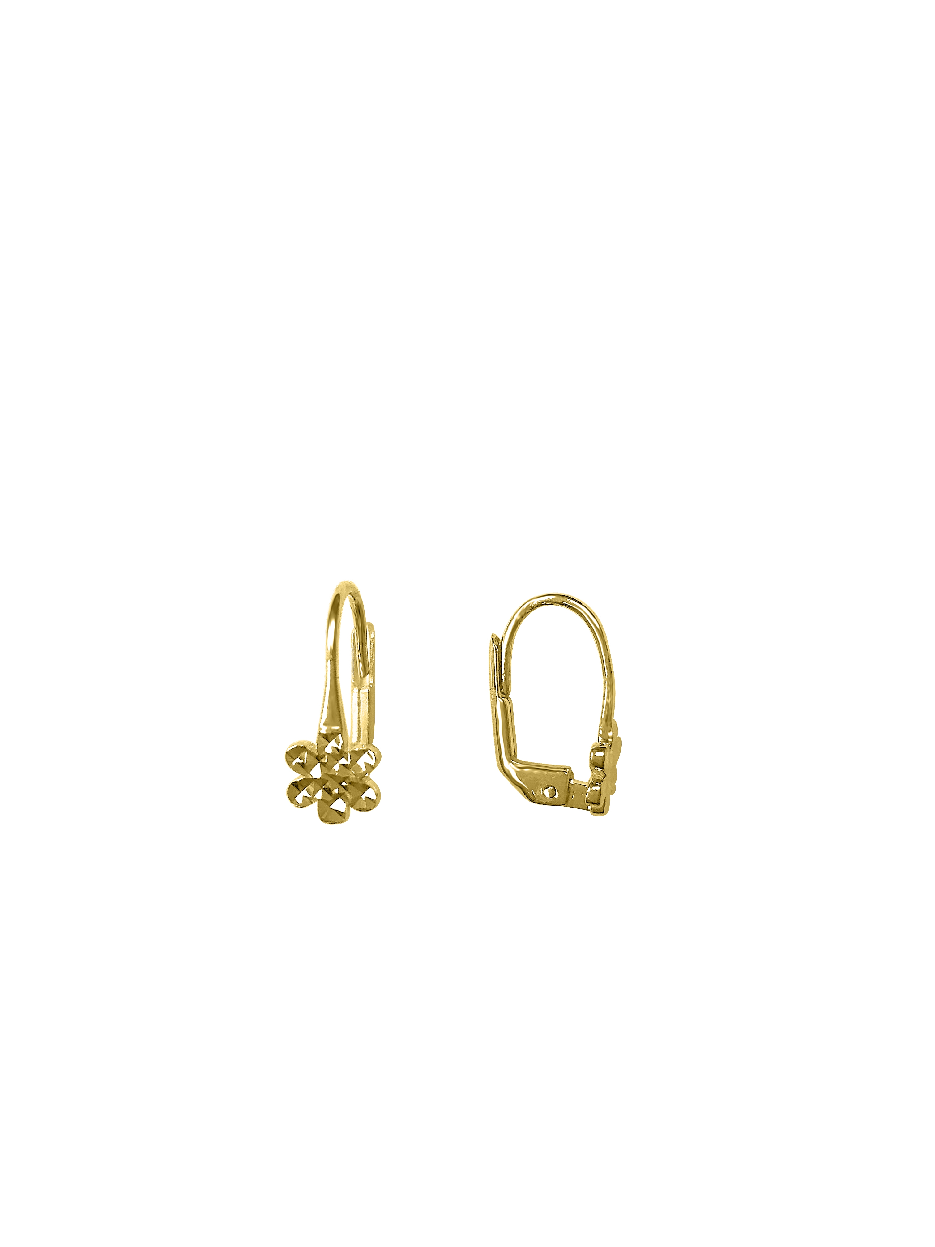 Yellow Gold Flower Drop Earring