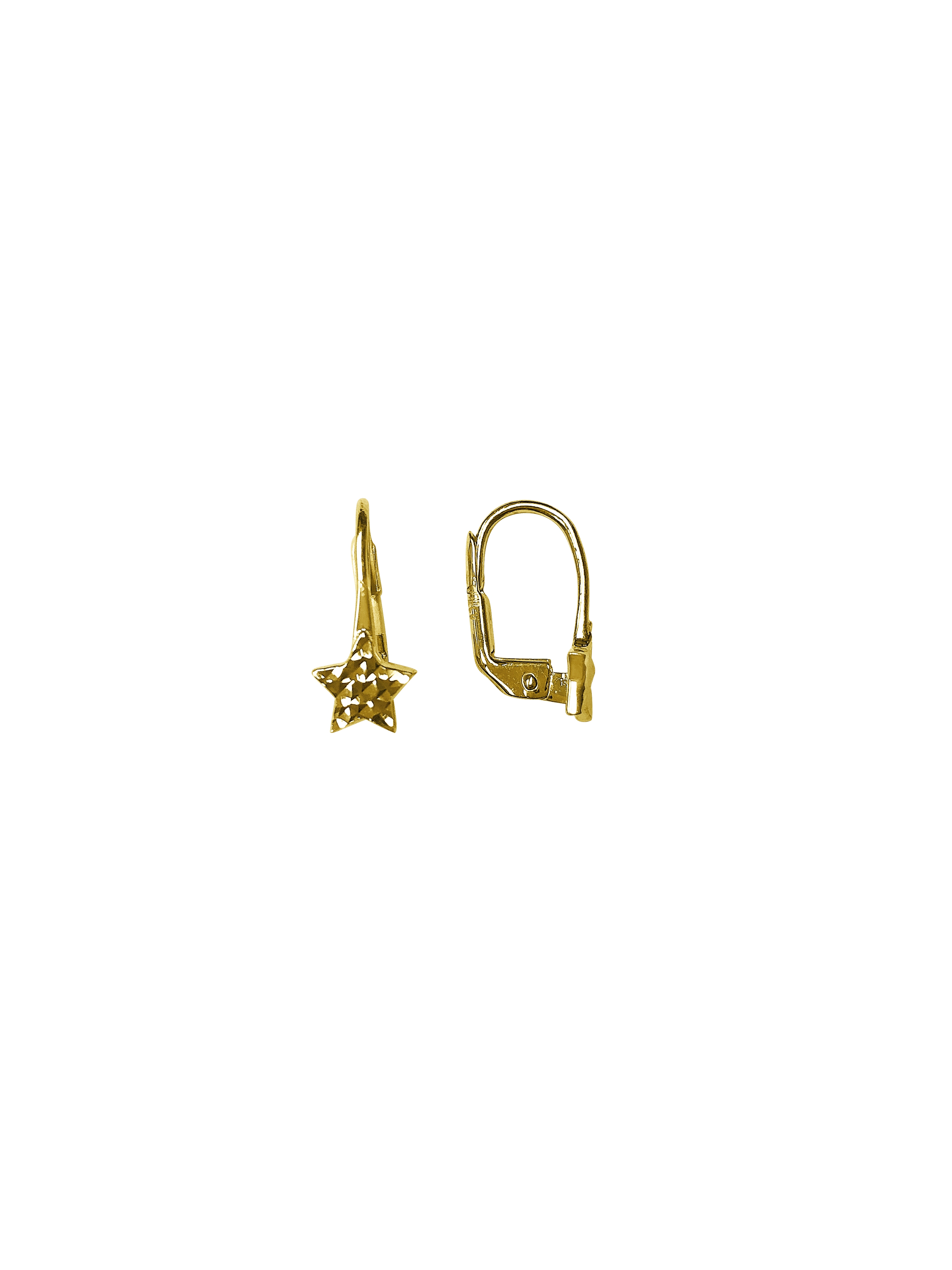 Yellow Gold Star Drop Earring