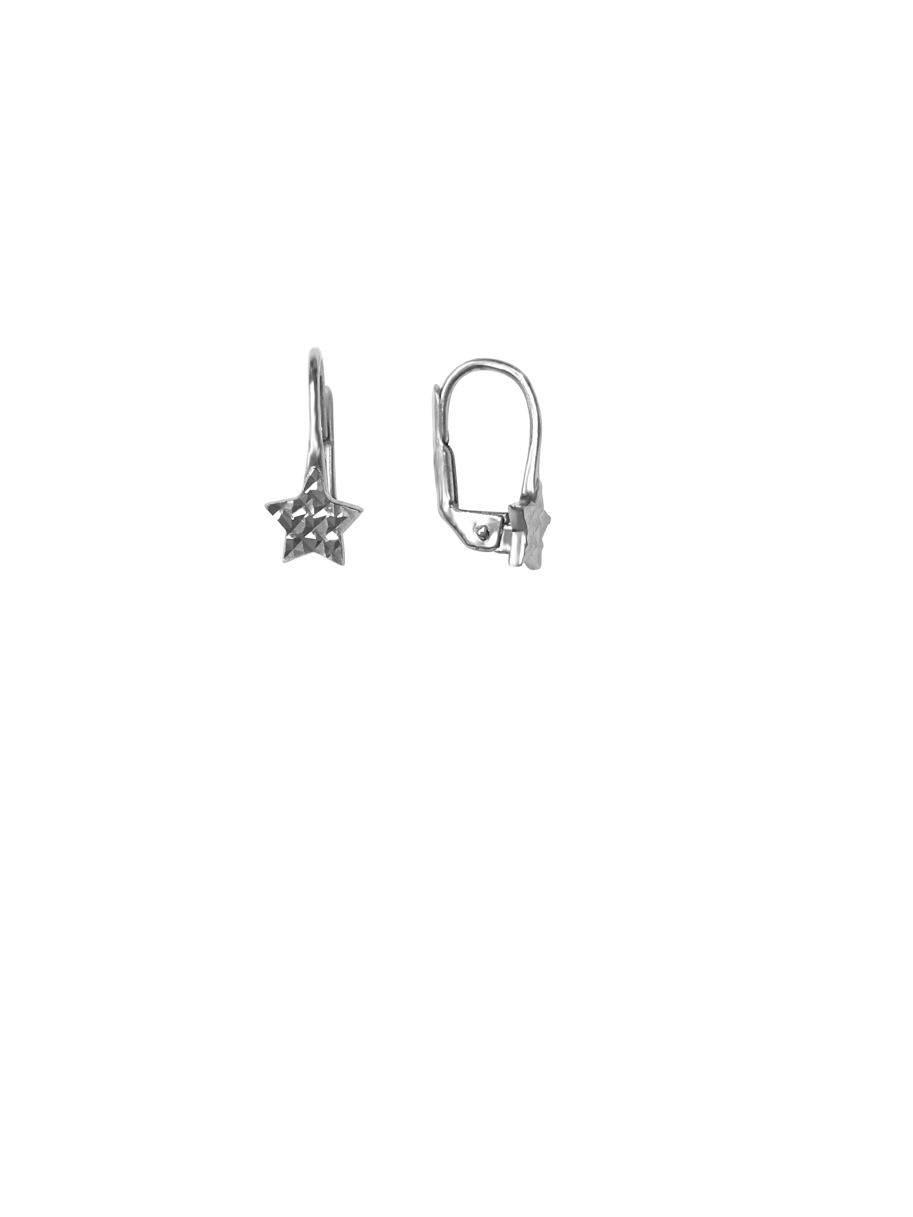 White Gold Star Drop Earring