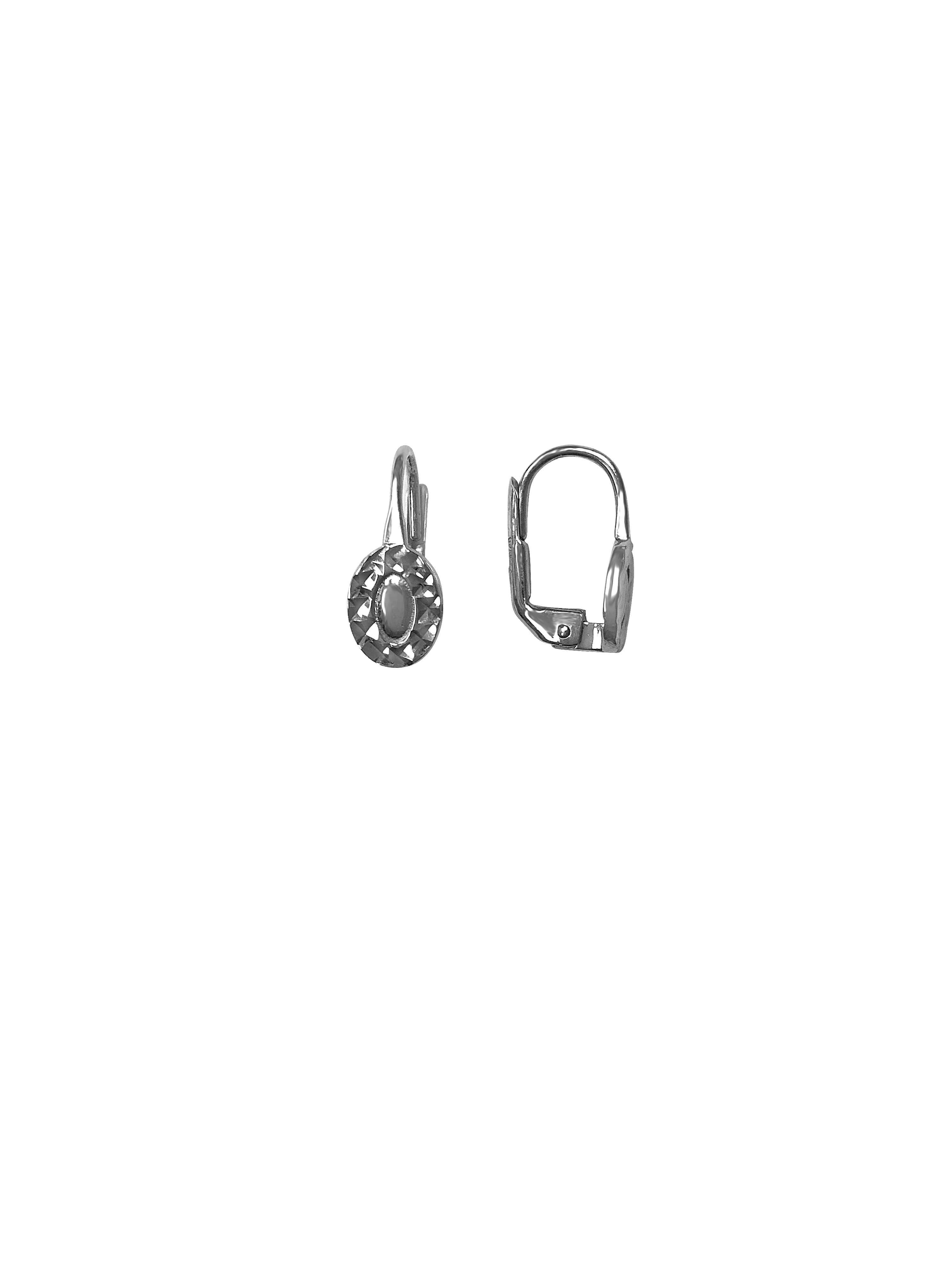 White Gold Oval Drop Earring