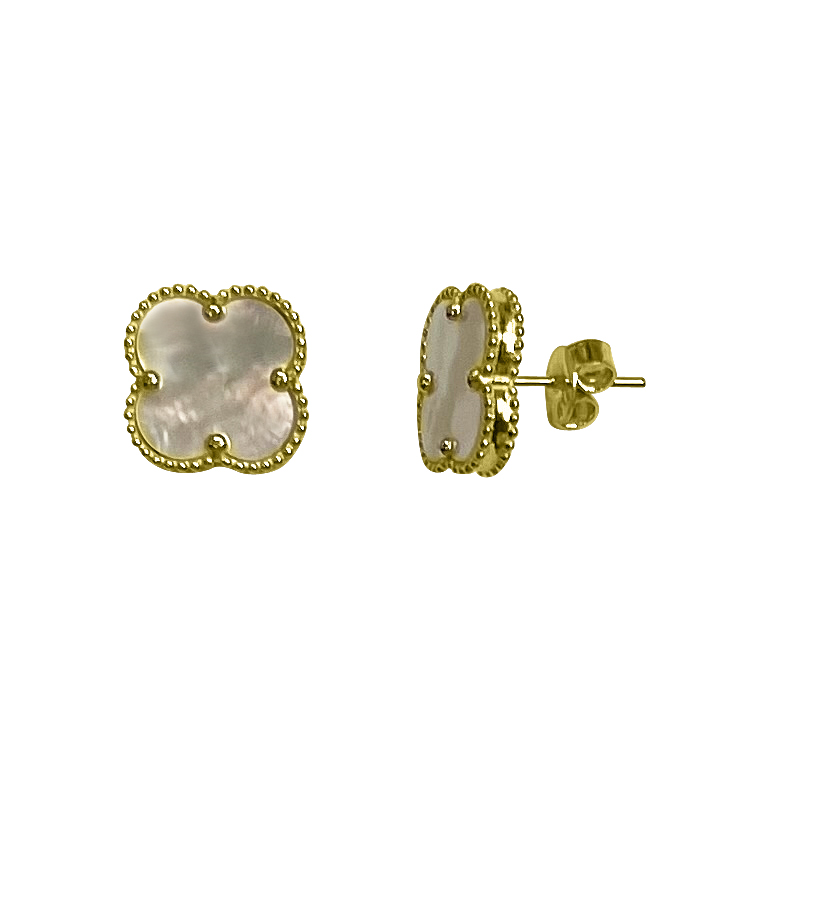 Ts36-Yg Yellow Gold Flower Stud Earring