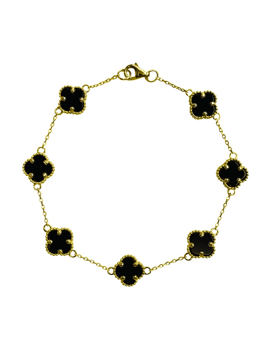 Tsb39-Yg Flower Bracelet Black Onyx