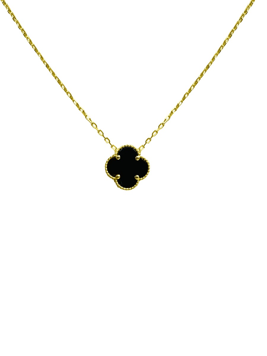 Tsn37-Yg Flower Necklace Black Onyx 10K