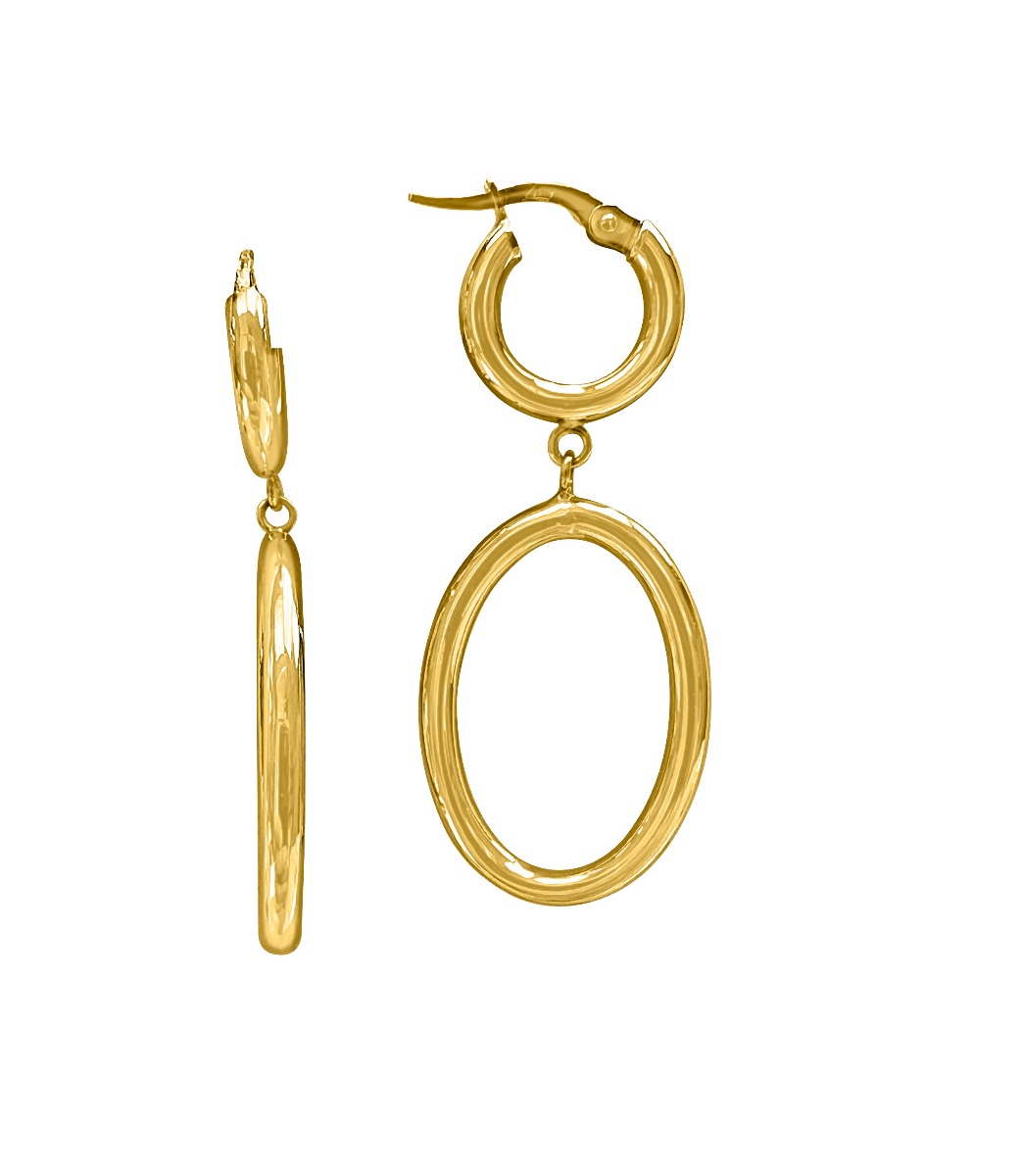 Ttp16-Yg-Yellow Gold Double Loop Drop Earring