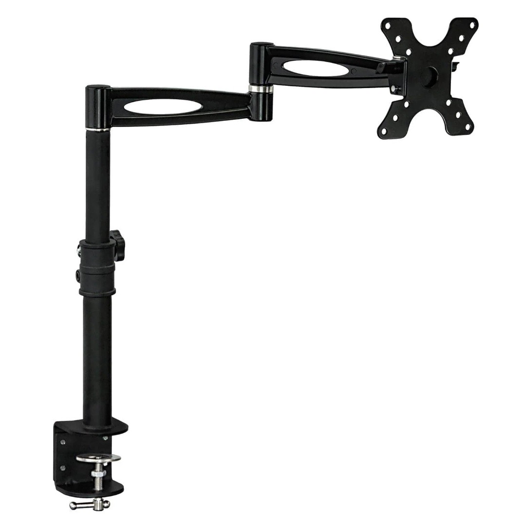 Mount-It! Single Monitor Mount Desk Full Motion Clamp Vesa Up to 30 In Monitor up to 33lbs Adjust Height up to 18.5 In Tilting Rotating Heavy Duty Steel Construction – Black