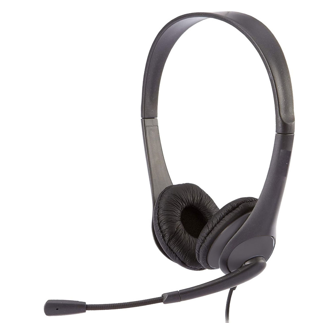 Headset Stereo with Boom Mic USB Adjustable On Ear – Black Bulk