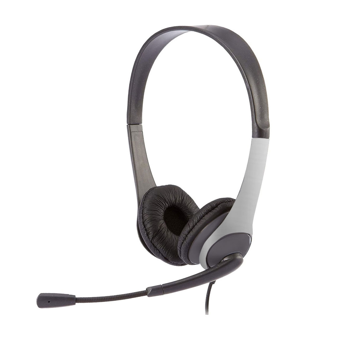 Headset Stereo with Boom Mic USB Adjustable On Ear – Black & Silver Bulk