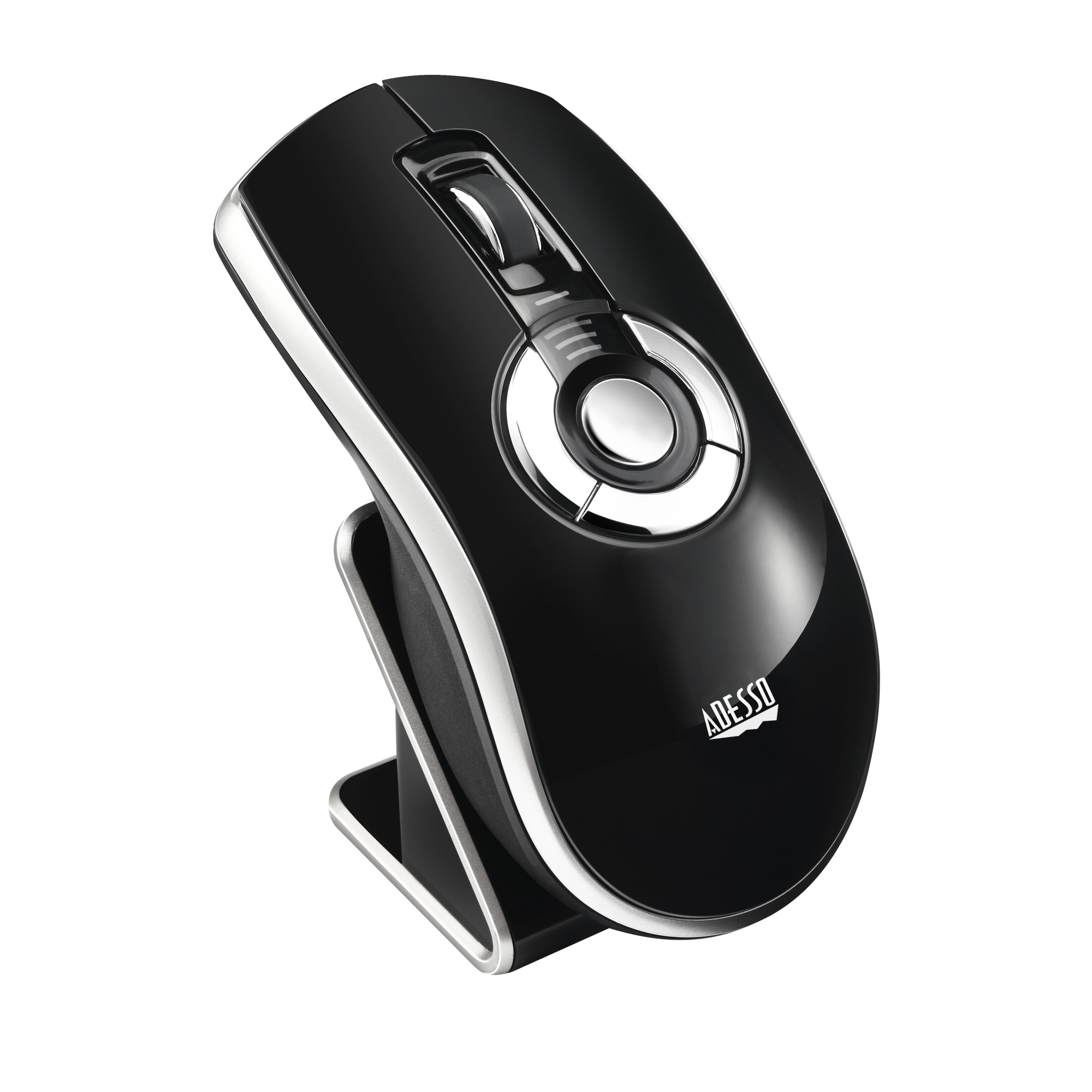 Adesso Air Mouse Wireless iMouse P20 Elite USB 2.4Ghz Dongle with MotionTools 3 Software for Presentations Mouse/Wireless Presenter PC/Mac - Black & Silver