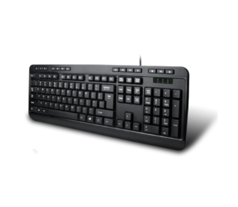 Adesso Keyboard Wired Multimedia Spill-Resistant with PS/2 Adapter - Black