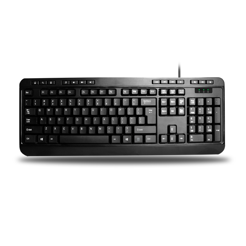 Adesso Keyboard Wired Multimedia Spill-Resistant - Black