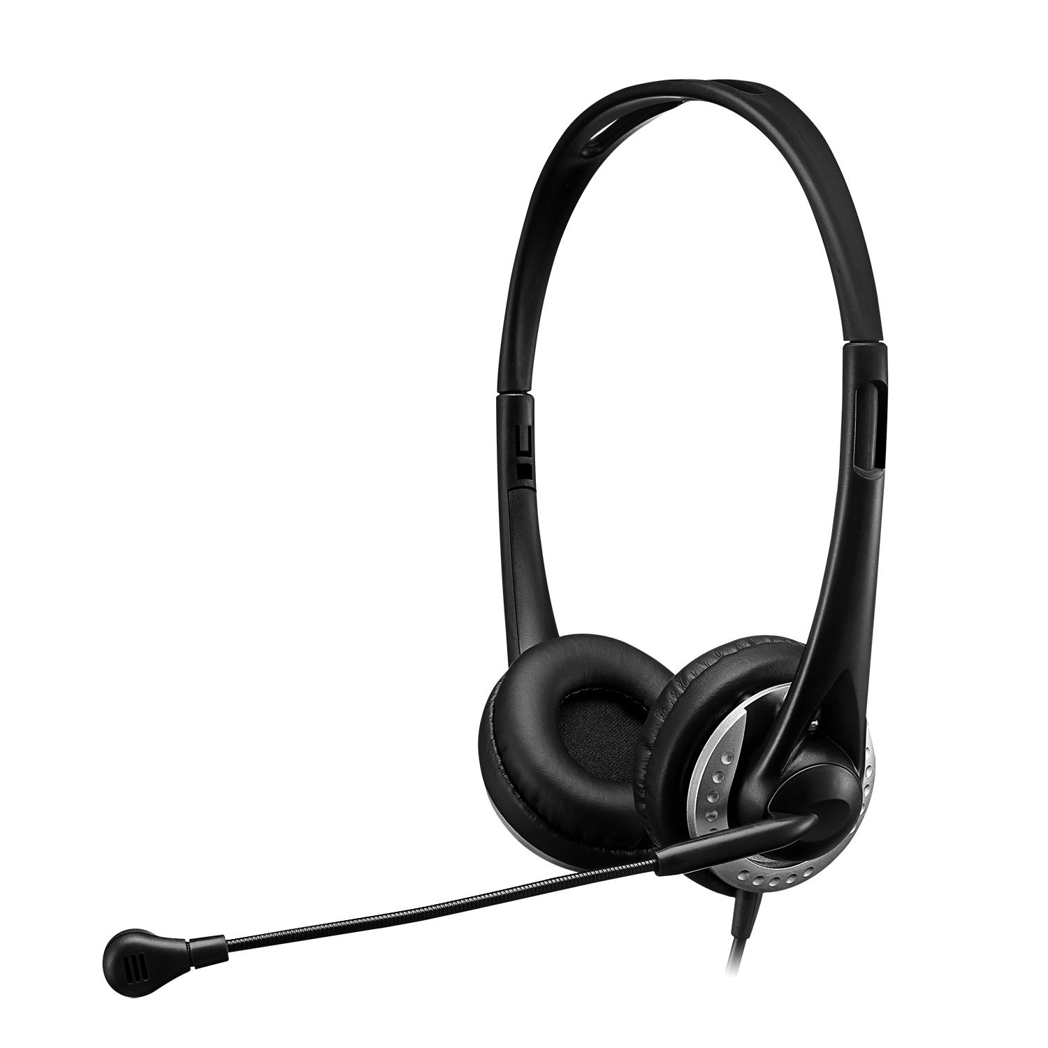 Adesso Headset Stereo with Boom Mic USB Noise Cancelling Inline Volume & Call Management 6ft Cord - Black