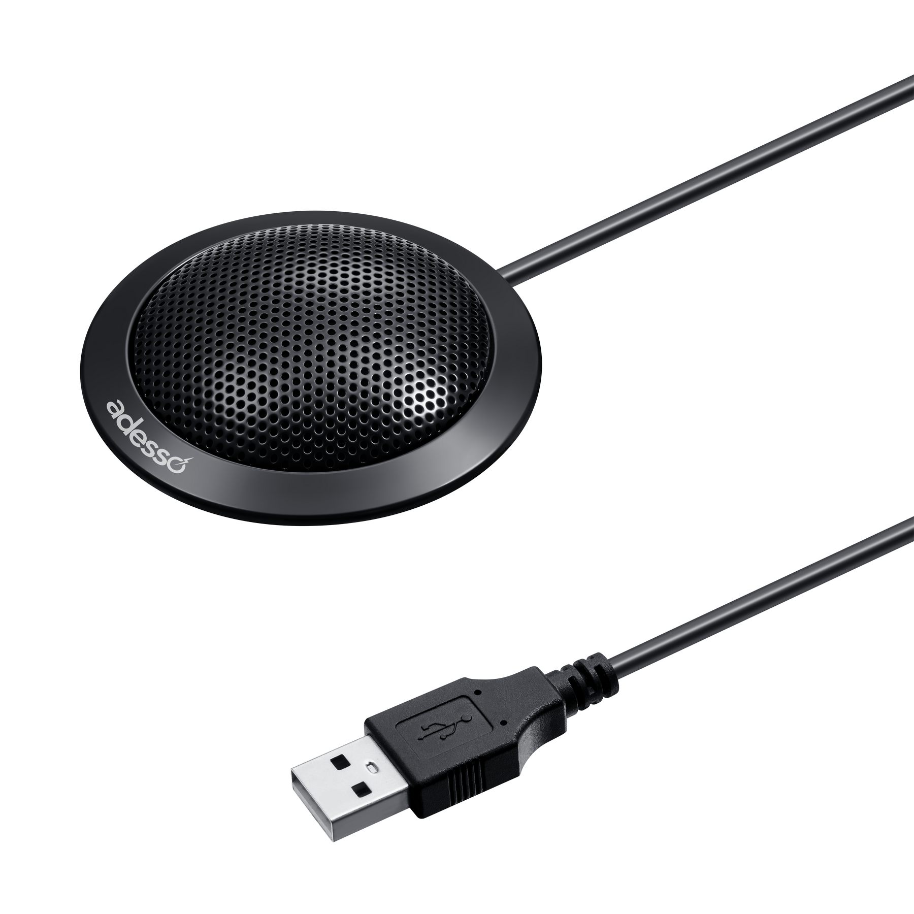 Adesso Microphone Conference Round Desktop USB 6.5ft Cable 360 Degree Omni Directional Mic High Quality Audio - Black