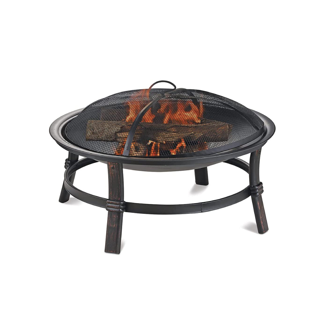 Endless Summer Brushed Copper Wood Burning Firebowl – Heavy Gauge Spark Guard Included – Brushed Copper