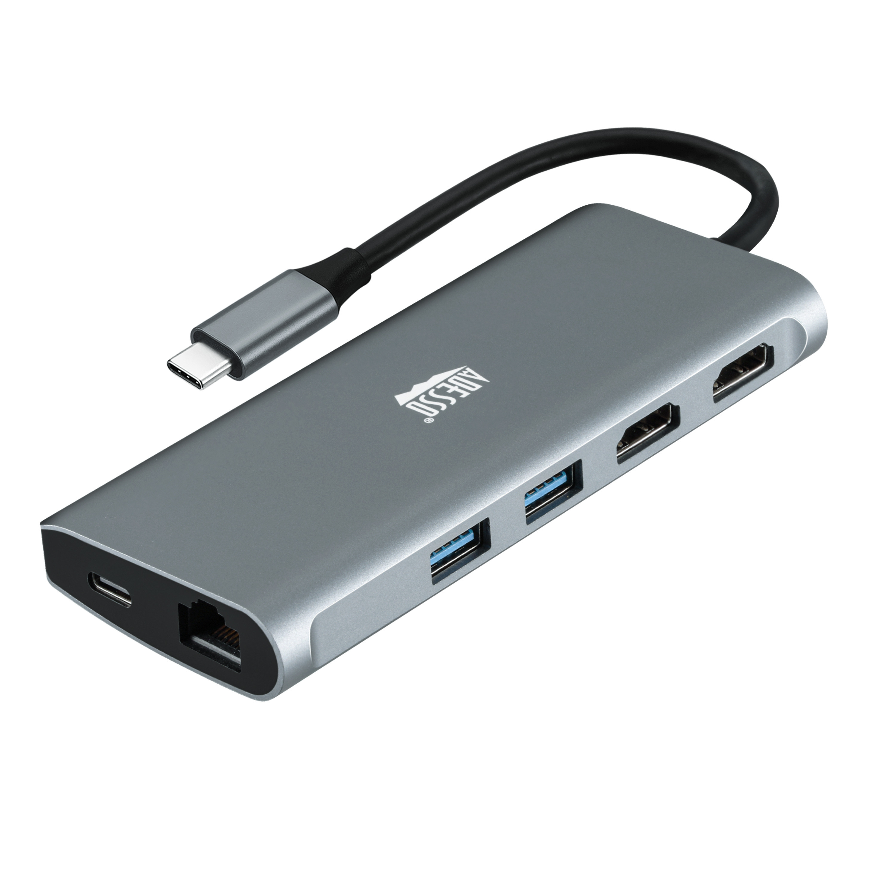 Adesso Docking Station USB-C 3.1 9-in-1 8K HDMI Thunderbolt 3 Compatible Must Support DisplayPort Alt Mode TAA Compliant PC/Mac - Grey