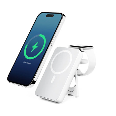 Alogic Qi Charging & Powerbank Lift 10000mAh 4-in-1 Fast Charging (1x USB-C 1x USB-A Qi 15W Apple Watch Charging 3W) with Kickstand MagSafe – White