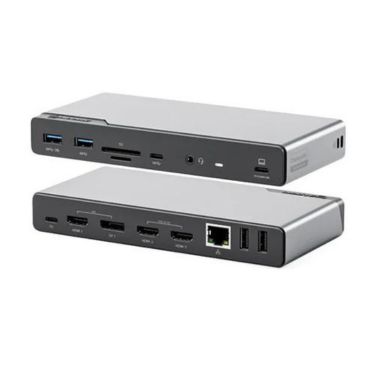 Alogic Docking Station USB-C or USB-A Quad Monitor 16-in-1 3x HDMI 1x DisplayPort 4k Ultra HD 60Hz 85W Power Delivery DV4 – Space Grey