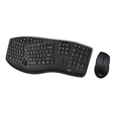 Adesso Keyboard (Bilingual) & Mouse Combo Wired Tru-Form 1600 Ergonomic Multimedia Large Print Integrated Palm Rest 1600dpi - Black