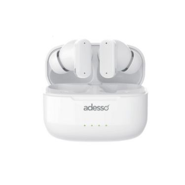Adesso Earbuds Bluetooth with ANC and Mic Wireless Charging with Case 7Hr Playtime - White
