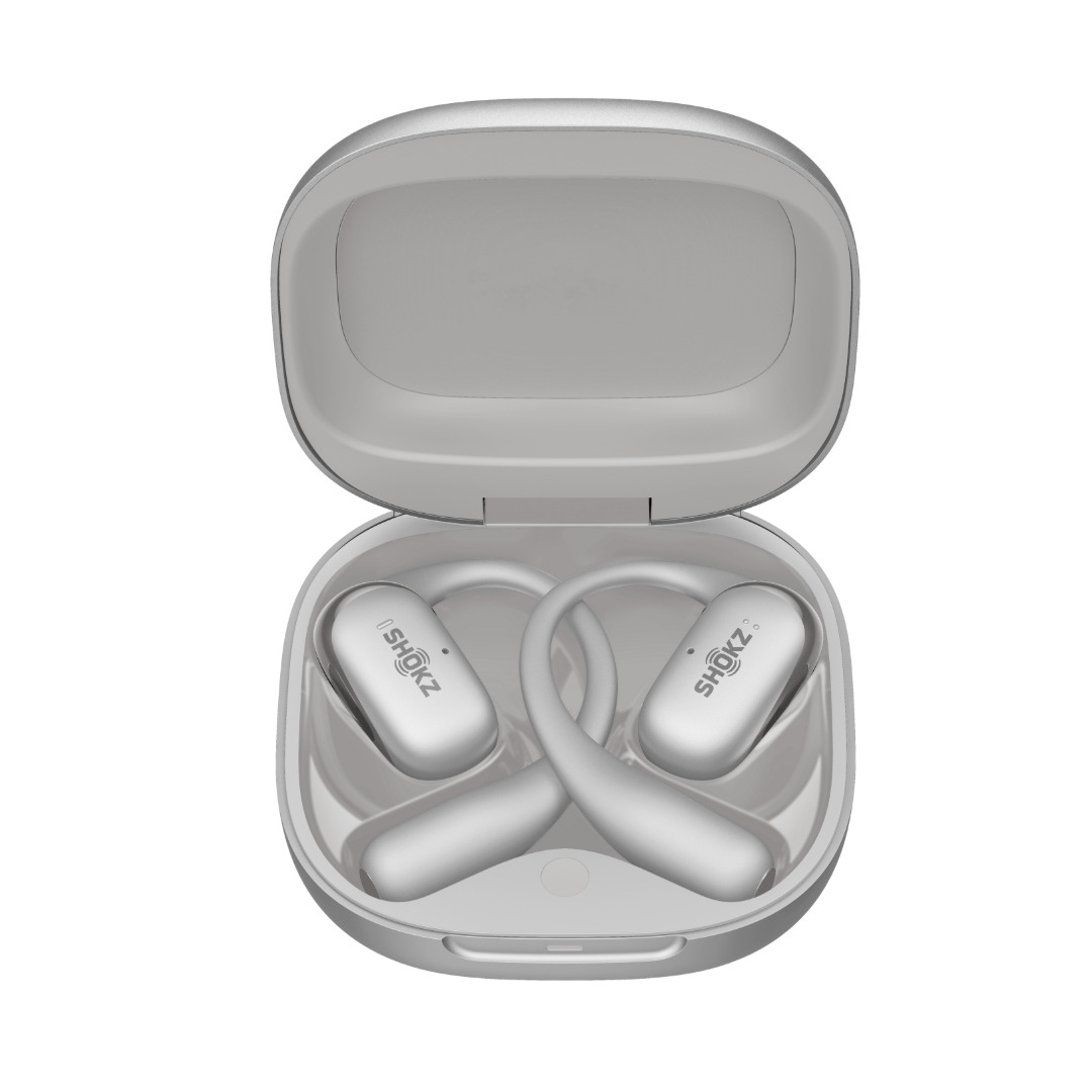 Shokz OpenFit 2+ GREY Open-Ear True Wireless Earbuds Dual microphones with advanced noise-canceling-Dolby Audio-Ni-Ti alloy-Dust, Sweat and Water Resistant IP55