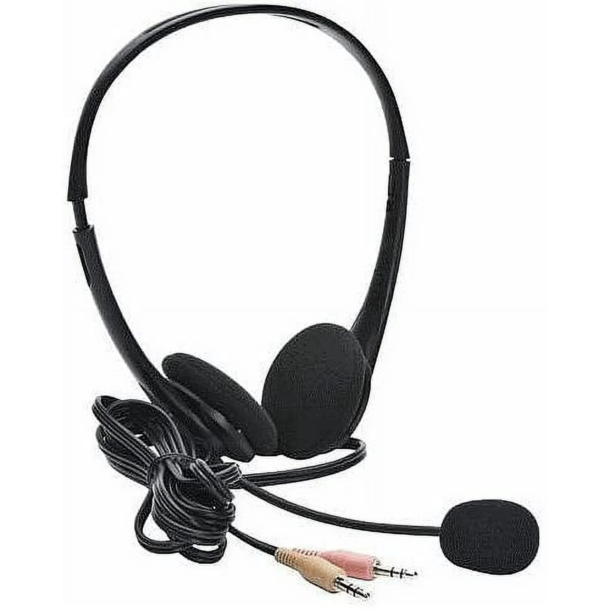 Headset Stereo Wired with Boom Mic 2x 3.5mm Jacks with Adapter to 1x 3.5mm to Connect to Single 3.55 Jack (BULK)