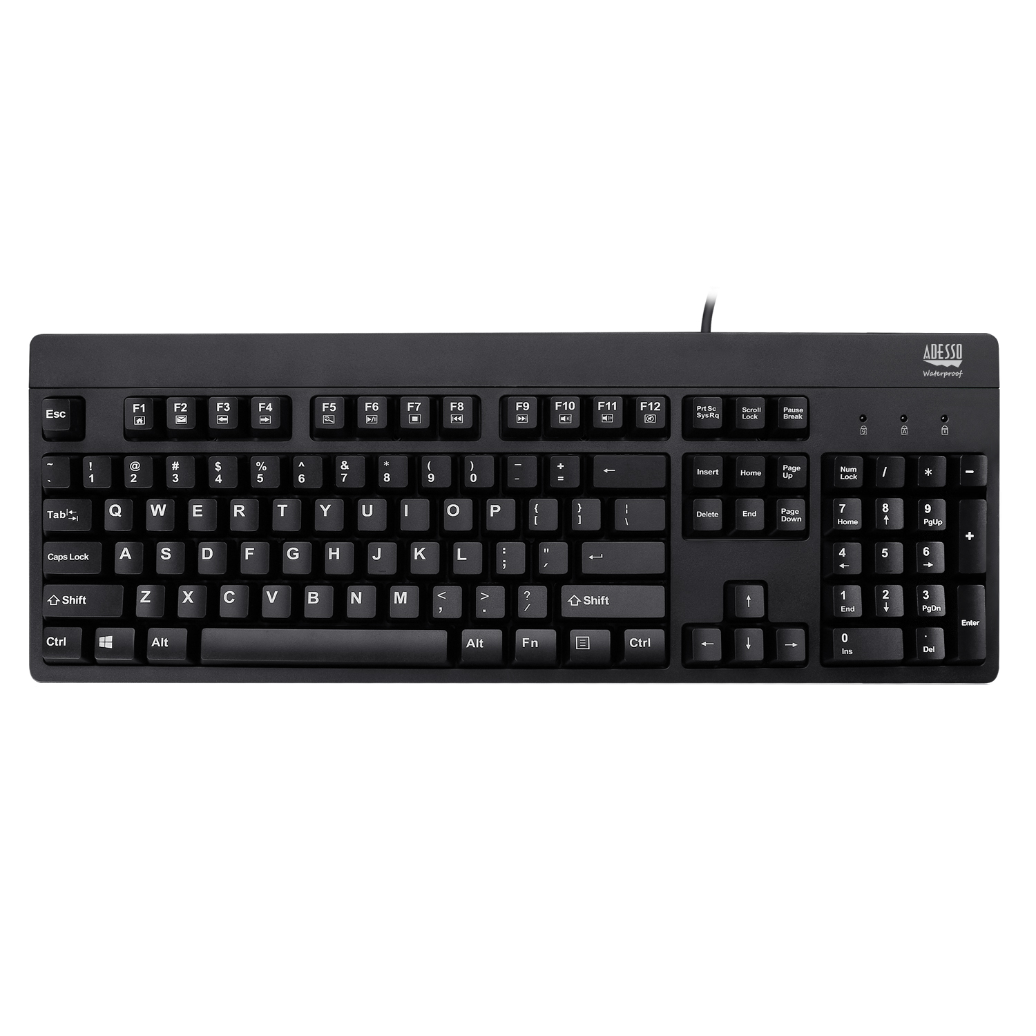 Adesso Keyboard Wired EasyTouch Antimicrobial Waterproof - Black
