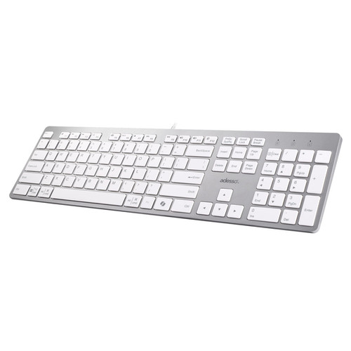 Adesso Keyboard Wired EasyTouch USB-C Connector Copilot AI Hotkey Built in Hub with USB-A USB-C 3.5mm PC/Mac/Android - White