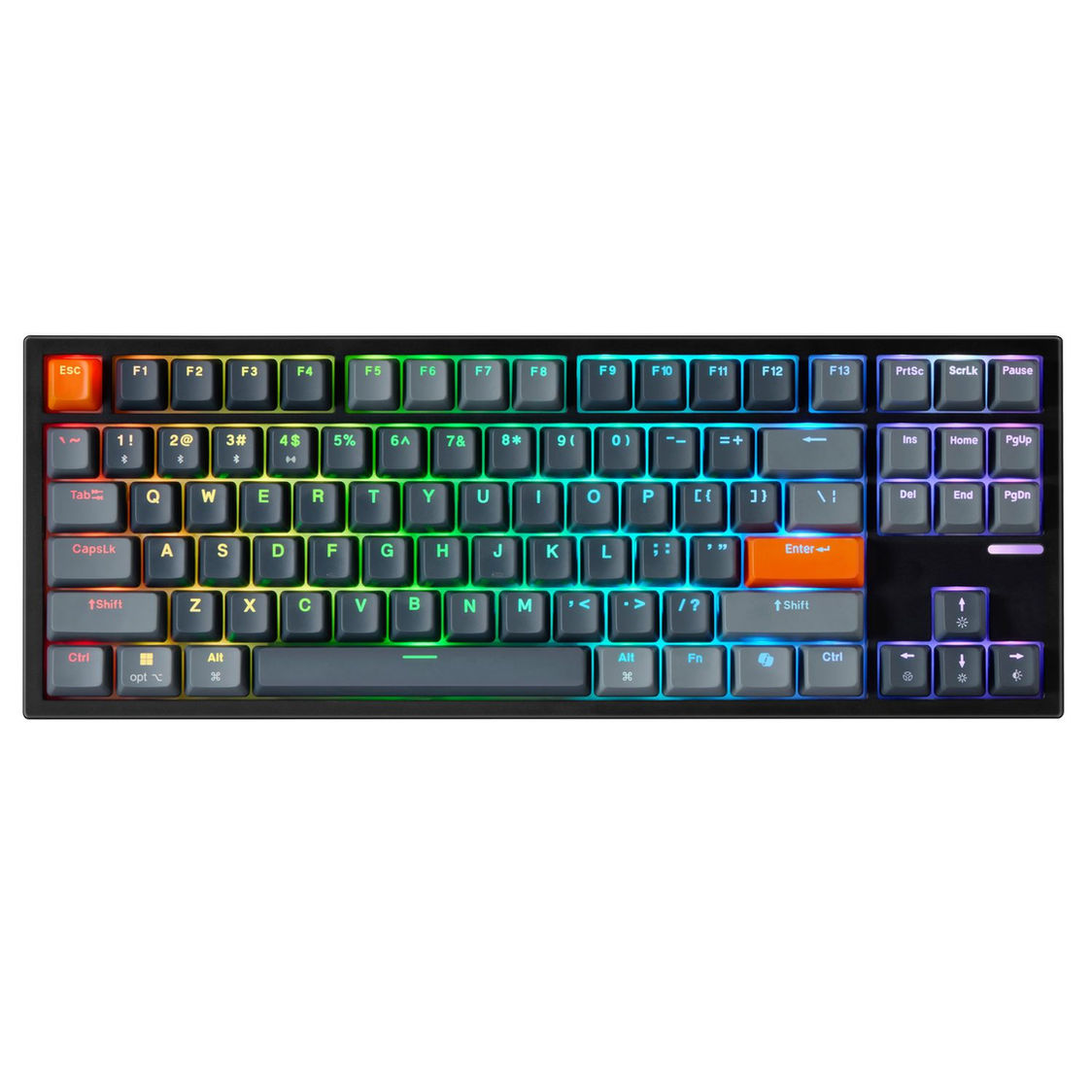 Adesso Wired/Wireless/Bluetooth Multi-OS Illuminated Mechanical QMK VIA Compact Keyboard With CoPilot Ai Hotkey (Red Switch)