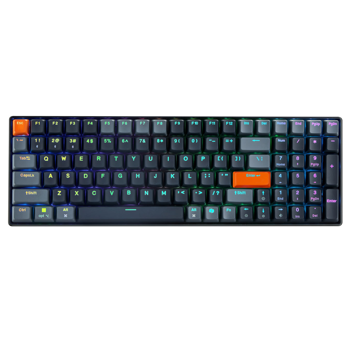 Adesso Wired/Wireless/Bluetooth Multi-OS Illuminated Mechanical QMK VIA Compact Keyboard With CoPilot Ai Hotkey (Red Switch)