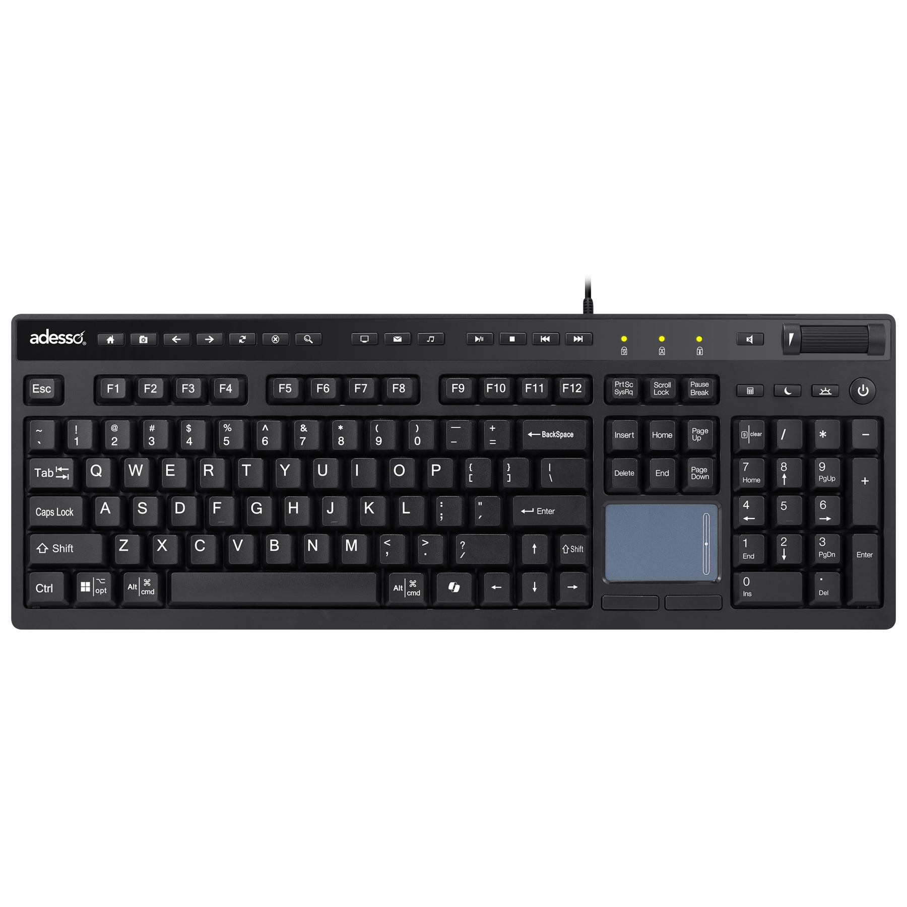 Adesso Multi OS USB Desktop Keyboard with Touchpad