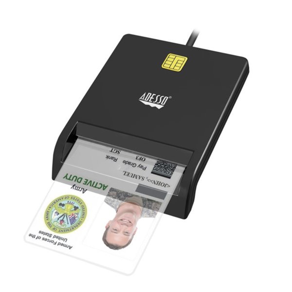 Adesso Smart Carder Reader USB 2.0 Connectivity CAC and Smart Card Compatible Plug-and-Play Authentication Solution – TAA Compliant