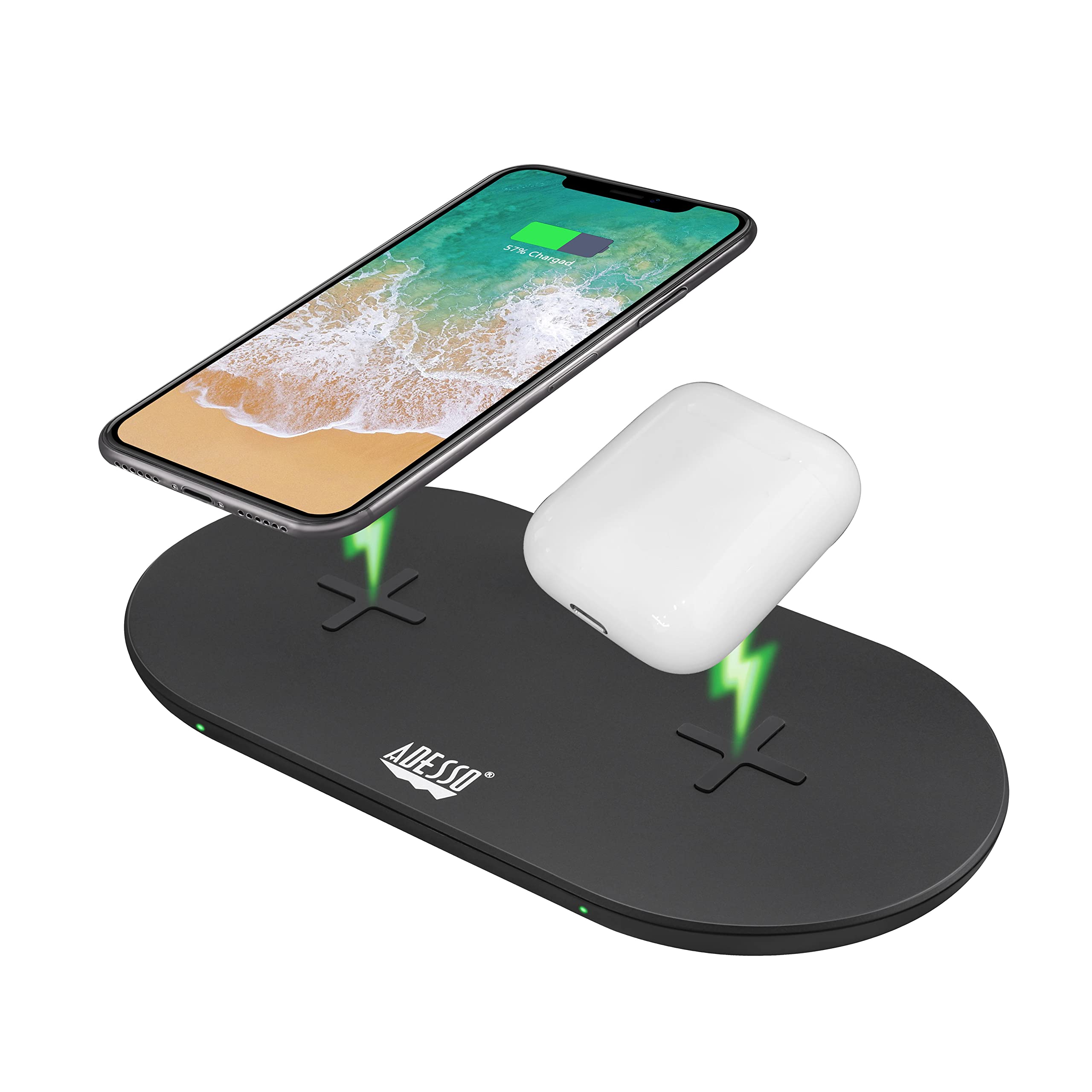 Adesso 15W Wireless Dual QI Charger Pad
